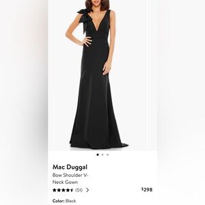 Mac Duggal Bow Shoulder V-Neck Gown
